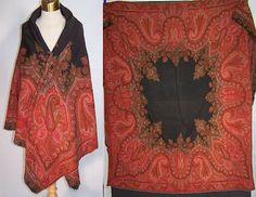 The Shawl, an Asian invasion into European Costume European Costumes, Folk Clothing, Wool Shawl, Black Star, Hand Loom, Victorian Fashion, Scarf Wrap