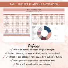 the tab 1 budget planning and overview is shown in this graphic above it's image