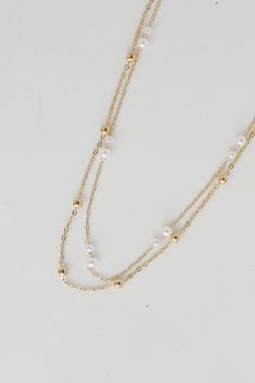 Brooke Gold Pearl Layered Chain Necklace Layering Pearl Necklace With Chain, Gold Pearl Necklace For Layering, Delicate Pearl Chain Necklace For Layering, Gold Double Strand Pearl Necklace For Layering, Gold Double Strand Necklace For Layering, Gold Pearl Double Chain Necklace, Gold Delicate Chain Layered Necklace With Pearls, Double Strand Pearl Necklace With Chain, Dainty Gold Layered Pearl Necklace