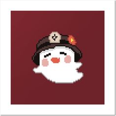 a pixellated image of a snowman wearing a hat