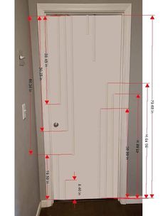 an image of a door with measurements on it