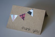 a thank you card with some pennants on it