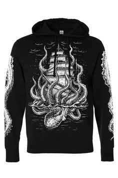 mens kraken hoodie Dark Waves, Vampire Castle, Tripp Pants, Skull Sleeve, Quoth The Raven, Bat Sleeves, The Kraken, Octopus Tentacles, Bat Sleeve