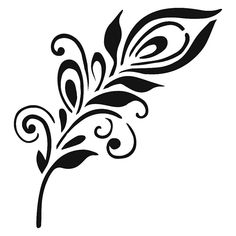 a black and white drawing of a leaf with swirls on the leaves is shown