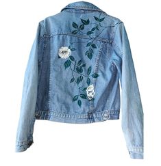 ✨Product details: ➤This is a hand painted denim jacket, which is unique, there is just only one piece. ➤The jacket can be washed in a washer, but not over 30º , it can't go in the dryer! ➤Size : vary, you can choose your size just DM me ➤It can be personalized ➤Available sizes and colors:                                                      ✨Denim(light denim and dark denim as well): ➤EU XS/34                                                                                                                                         ➤EU S                                                                                                                                         ➤EU M Hand Painted Trendy Denim Jacket For Spring, Trendy Hand Painted Denim Jacket For Spring, Casual Hand Painted Cotton Outerwear, Casual Cotton Outerwear With Hand Painted Details, Casual Cotton Hand Painted Outerwear, Casual Hand Painted Cotton Denim Jacket, Spring Denim Outerwear Hand Painted, Spring Hand Painted Denim Outerwear, Hand Painted Fitted Cotton Denim Jacket