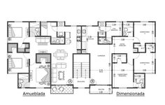 the floor plan for an apartment with three bedroom and two bathroom areas, including one living room