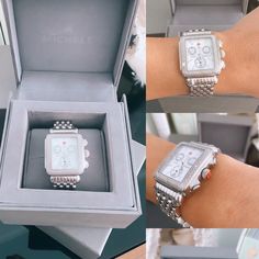 In Good Condition Timeless Silver Watch With Tachymeter, Michelle Watches Women, Collectible Silver Watch With Subdials, Womens Watches Michele, Michele Watch With Bracelets, Michele Watches Women, Michele Watches, Gold Diamond Watches, Watches Women