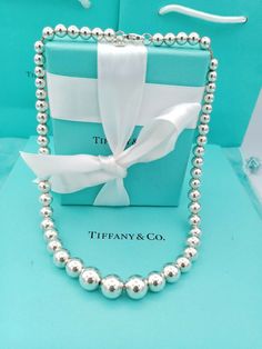 Tiffany & Co Graduated Bead Ball City HardWear Silver Necklace Retail £545 · $299.00 Bead Ball, Bead Necklace, Tiffany & Co., Jewellery And Watches, The Uk, Pearl Necklace, Silver Necklace, Beaded Necklace, Beads