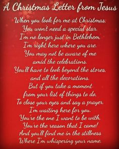 a christmas letter from jesus with red background