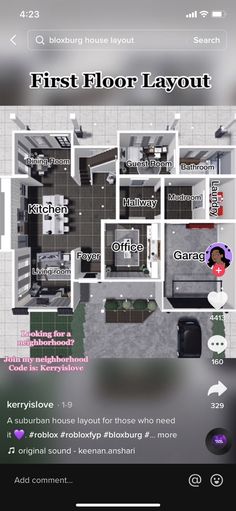 the first floor layout is shown in this screenshot from an iphone app that shows how to