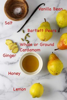 the ingredients to make this recipe include apples, pears and honey