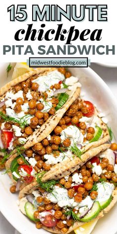 chickpea gyros with tomatoes, cucumber and feta cheese