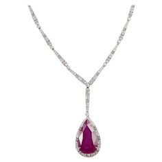 Ruby 9.23 carats with Diamond 2.77 carats Necklace set in 18 Karat White Gold Settings Width: 1.8 cm Length: 49.0cm Total Weight: 19.96 grams "We first opened doors in 1980 when it was then situated in the vicinity of the Victory Monument; a small and modest storefront with a couple of counters. From its humble beginnings to where it stands today, our company has proven its abilities as a jeweler. Since the beginning, we have been supplying fine quality pieces to dealers, wholesalers and custome