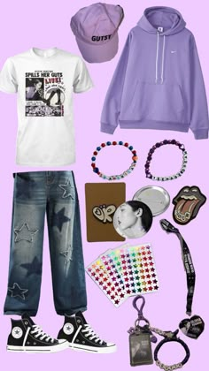 Idea de outfit para el guts tour 💜🪩✨🪻Hombre/mujer/etc 🫶 #oliviarodrigo #gutstour #gutsoutfit #men #women #aestehtic #sour #gutstouroutfits #gutsalbum #foryou #livies Guts Outfit, Olivia Outfits, World Tour Outfits, Concert Outfit Men, High Salary, Lollapalooza Outfit, Olivia Rodrigo Concert, Concert Ideas, Mens Outfit Inspiration