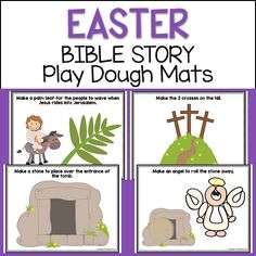 easter bible story play dough mats for kids to learn how to make them look like they are