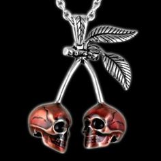 Awesome! Amazing! Our latest arrival. Cherry Skull Necklace at $34.99. Skull Fruit, Cherry Necklace, Skull Necklace, Skull Pendant, Special Jewelry, Skull Ring, Unique Things, Belly Button Rings, Cast Iron