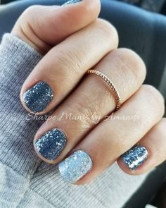 Color Street Combos, Nails Moon, Nail Color Combos, Image Nails, Silver Glitter Nails, Shopping Link, Blue Polish, Glitter Design, Moon River