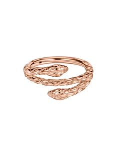 a rose gold ring with braiding on it