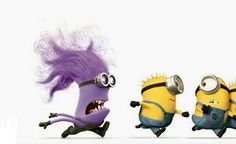 three minion characters are running in the same direction