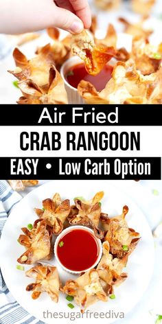 air fried crab rangoon is an easy low carb appetizer that's ready in less than 30 minutes