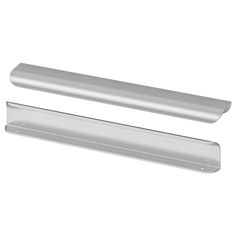 two stainless steel shelf brackets on a white background