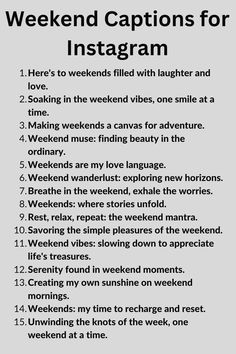 A list of Weekend Captions for Instagram Internet Jobs, Captions For Instagram Posts, One Word Instagram Captions, Short Instagram Captions, Witty Instagram Captions, Clever Captions, Clever Captions For Instagram, Good Insta Captions, Weekend Mood