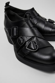 Twins  by Camper Black Formal Shoes, Black Leather Shoes Women, Camper Shoes, Ballerina Shoes Flats, Shoes Heels Wedges, Boys Boots, Black Leather Shoes, Slipper Boots, Formal Shoes