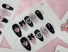 Jirai Kei Nails Simple, Jirai Nails, Jirai Kei Nails, Corset Nails, Fake Nails Designs, Jirai Kei, Blush Nails, Pretty Gel Nails, Really Cute Nails