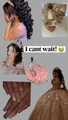 there is a collage of pictures with different women in dresses and tiaras