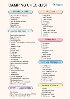 the camping checklist is shown in this image