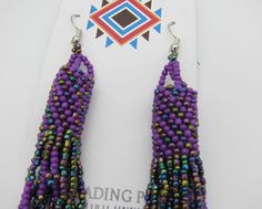 "Amazing Windsock Design Native American Style Seed Bead Earrings Ethnic Earrings BOHO Handmade Free Shipping . Stainless steel ear wires and nearly 6\" off the ear. Beautiful combination of exciting new colors for matching regalia or wearing alone. As always... Ships Free from Hawaii with Aloha!" Powwow Regalia, Beaded Earrings Native, Boho Handmade, Native American Style, Native Design, Handmade Earrings Beaded, Design Seeds, Ethnic Earrings, Native American Fashion