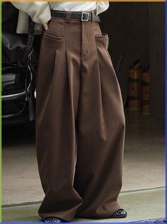 Woman Style, Korean Casual, Fitted Trousers, White Coffee, Women Pants Casual, High Waisted Trousers