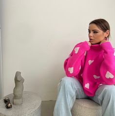 Women's Pink Embroidered White Heart Sweater/ Turtleneck sweater/  Thick sweater/ Pink Heart Sweater/ Gift Sweater/ Pink Sweater Pink Sweater Women Knitted Sweaters Women Sweaters Sweaters for Women Turtleneck Sweater Sweater Turtleneck Warm Sweater Pink Turtleneck turtleneck red women's turtleneck wool women's turtleneck with women's dress slim fit tops turtleneck look jumper ribbed turtleneck Classic turtleneck sweater with long sleeves in ribbed stretch fabric. Looks great fits from size s to Pink Turtleneck, Pink Turtleneck Sweater, Women Turtleneck, Classic Turtleneck, Thick Sweater, Sweaters Women, Sweater Turtleneck, Warm Sweater, Dress Slim