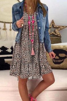 Outfits Mujeres, Boho Mode, Women's A Line Dresses, Dress Leopard, Short Mini Dress, Fashion Woman, Fashion Over 50