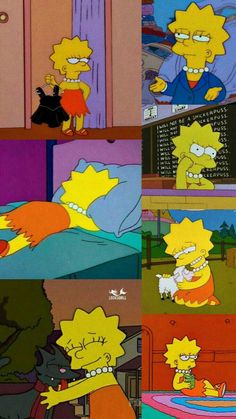 the simpsons characters are in different stages of being comfortable on their own bed and watching tv