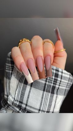 Nude Baddie Nails, Brown Acrylic Nails, Waterslide Nail Decals, Tapered Square Nails, Tapered Square, Baddie Nails, Cute Nail, Fall Acrylic Nails