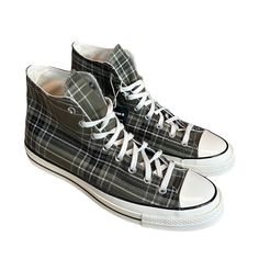 A Classic Canvas Hi Top Chuck Taylor Sneaker Is Updated With Plaid Patterns That Are The Perfect Finishing Touch For Your Look. Lace-Up Ortholite Footbed Textile Upper/Manmade Sole Imported Item # 7573408 Camo Converse, Converse All Star Mens, Converse Chuck Taylor Ii, Converse Comme Des Garcons, Converse Chuck Taylor 70, White Chuck Taylors, Chuck Taylor 70, Converse Classic, Plaid Shoes