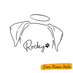 the logo for rocky's ear name hole with an angel above it and a dog paw