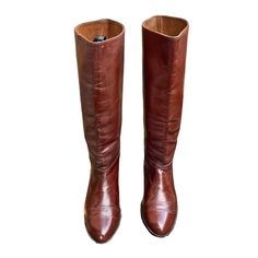 70s Vintage Boots-Cognac Brown Boots-Riding Boots-Us Women Size 7-Vintage Women Wear-Rockabilly-Tall Flat Boots-Pull On-Italian Made Boots. Size 7 Vintage Tall Brown Genuine Leather Women Flat Pull On Riding Boots. These Beauties Were Made In The 1970s In Italy. Brand Unknown. They Are 100% Leather, Upper, Soles And Inside Lining. They Are A Cognac Brown. They Do Not Slouch. Size 7m Height: 15" Length: 10" Insole: 9.25" Width: 3.5" Calf: 13.5" Heel: .5" Material: Leather Color: Cognac Brown Cond Boots Cognac, Boot Pulls, Vintage Boots, 70s Vintage, Vintage Women, Flat Boots, Brown Boots, Shoes Heels Boots, Womens Flats