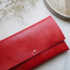 Red Leather mid sized interlocking clutch bag.  Leather bag, Leather purse.  Handmade in the UK Minimalist Rectangular Clutch For Gift, Minimalist Rectangular Clutch As Gift, Modern Red Bags With Card Slots, Red Rectangular Bag With Laptop Sleeve, Red Leather Clutch Coin Purse, Minimalist Clutch Bag As Gift, Minimalist Clutch Bag For Gift, Red Envelope Travel Bag, Red Pouch Clutch For Everyday Use