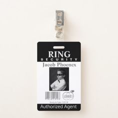 a badge with the name tag for an authorized agent, featuring a photo of a baby