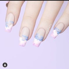 Sky Nail Art, Makeup Kawaii, Kawaii Nail Art, Food Kawaii, Coffin Nails Matte, Sky Nails, Blue Acrylic Nails, Blue Nail Polish