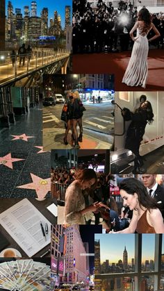 the collage shows many different pictures and people in their outfits, including one with a star on the hollywood walk of fame