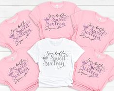 "Sweet 16th Birthday Shirt, Sweet Sixteen Squad, Custom Birthday Shirt, 16 Birthday Party Shirt, Sweet 16 Bday, Custom Name Birthday T-Shirt, My Sweet Sixteen Shirt, Sweet 16 Shirt, Sweet 16 Birthday Shirt, Birthday Squad Shirt, Hello Sixteen Shirt, Sixteenth Birthday Gift, Gift ----- About Us ----- All TeaShirtUS shirts use the highest quality material for ultra-soft and comfortable wear. Most importantly all of our shirts are printed using the most advanced apparel printer to ensure vibrant colors and detailed graphics. ----- How To Order ----- 1-) Please, check and review all the photos. 2-) Choose your t-shirt size and color. *Different styles of shirts may have different shades of same color choice due to different manufacturer brands. *For this reason, we recommend you to match shirt Sweet 16 Shirts, Sweet 16th Birthday, Birthday Squad Shirts, Custom Birthday Shirts, Squad Shirt, Birthday Party Shirt, 16th Birthday Party, Sweet 16 Birthday, Custom Birthday