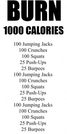 the workout plan for burn calories is shown in black and white, with an image of