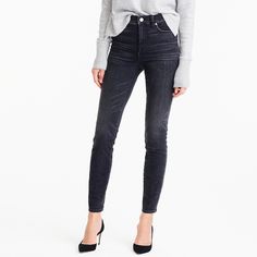 Our toothpick jean + a higher rise = a nipped waist, great stretch and legs for miles—even without heels. Plus, they're super-flattering thanks to Perfecting Pockets™ that hold you in, lift you up and are really comfortable too. By buying cotton products from J.Crew, you're supporting more responsibly grown cotton through the Better Cotton Initiative. Crew Clothing, Jcrew Women, Looks Chic, Best Jeans, Toothpick, Washed Jeans, Cropped Jeans, Distressed Jeans, Black Denim