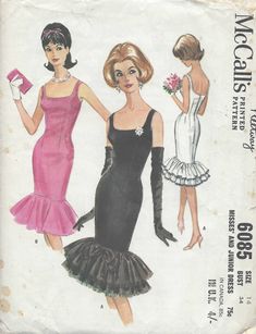 ✦ Circa:    1961 ✦ Details:  Two style variation WIGGLE DRESS ✦ Size/Measurements(Inches):     ~ Size:  14     ~ Bust: 34″     ~ Waist:  26″    ~ Hip:  36″ ~ Please Note: ~ You are buying a 'Professional Reproduced' copy of this sewing pattern. Copied from the original sewing pattern. Produced in Full Scale Pattern Pieces ready to cut with full instructions included. Reproduced on high quality 50 gm paper with black ink, durable and easier for reuse. Printed by a Professional Printing Company.   ~ With this product comes an accompanying 'Booklet' and inside the Booklet it includes: ~ A 2-page Instructions and Illustrations on 'How to Adjust Your pattern to your Personal Measurement.' ~ Personal Measurement Chart ~ Body Form Illustrations ~ Fitting Checklist ~ Metric Equivalency Chart ~ Not Cocktail Dress Patterns, Mccalls Patterns Dress, 1960s Wedding, Style Année 60, Bardot Style, Vintage Dress Patterns, Moda Retro, Mccalls Sewing Patterns, Cocktail Evening Dresses