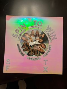 a sticker with the words spin to work written on it and images of women