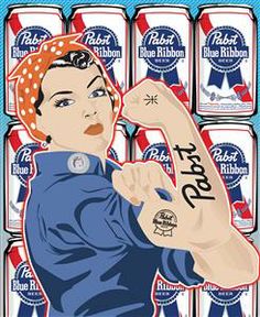 an image of a woman with tattoos on her arm and arms in front of beer cans