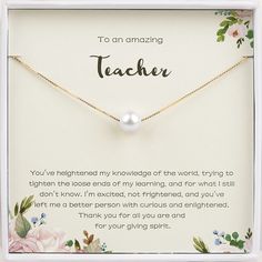 Thank You Teacher Gift 925 Sterling Silver Pearl Necklace Gift, To An – Anavia Jewelry & Gift Teacher Jewelry Gifts, Teacher Jewelry, Unique Graduation Gifts, Congratulations To You, Graduation Necklace, Thank You Teacher Gifts, Silver Pearl Necklace, Freshwater Pearl Necklace, Freshwater Pearl Necklaces